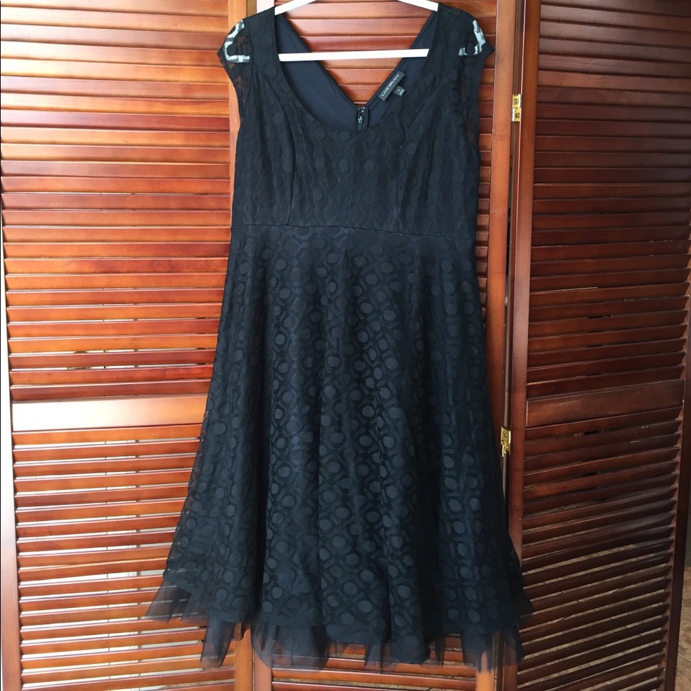 Plus size black lace party dress