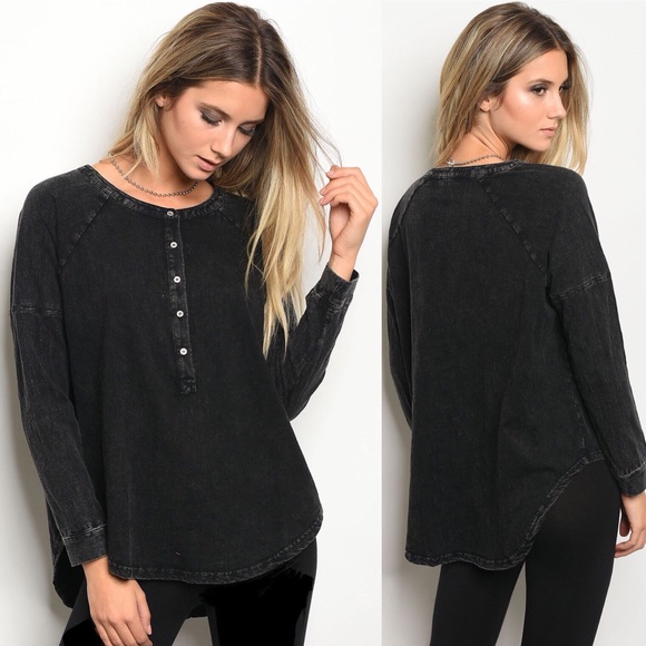 | ACID WASHED HENLEY | - Picture 3 of 5