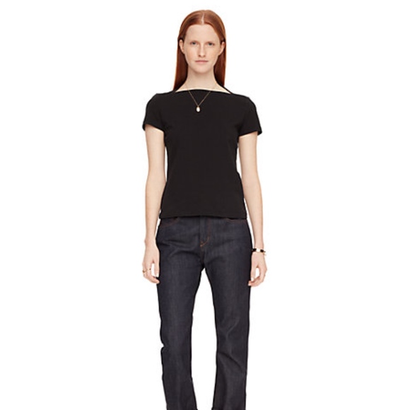 kate spade Tops - Kate Spade Saturday Black Cotton Tee Boatneck S