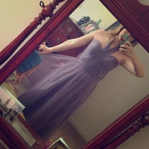 Lavender WToo Long English Net Bridesmaid Dress