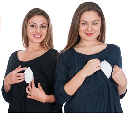 Big Tall Boho Crochet Lace Maternity Nursing Tunic - Picture 3 of 8