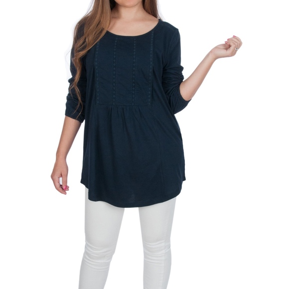 Big Tall Boho Crochet Lace Maternity Nursing Tunic - Picture 5 of 8