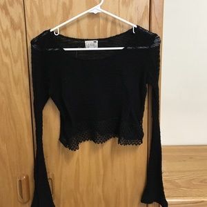Black knit crop top.