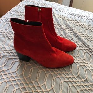 Topshop Suede red booties