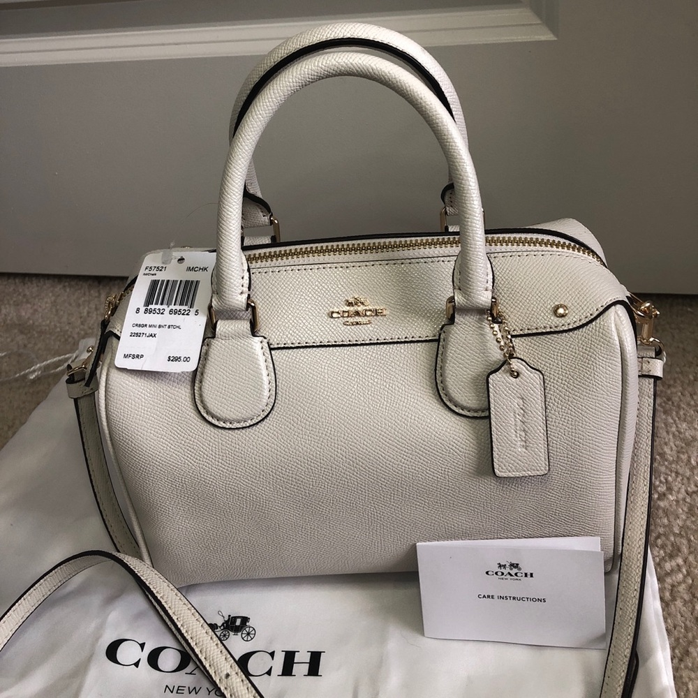 NWT COACH Crossgrain Mini Bennet Satchel in Chalk