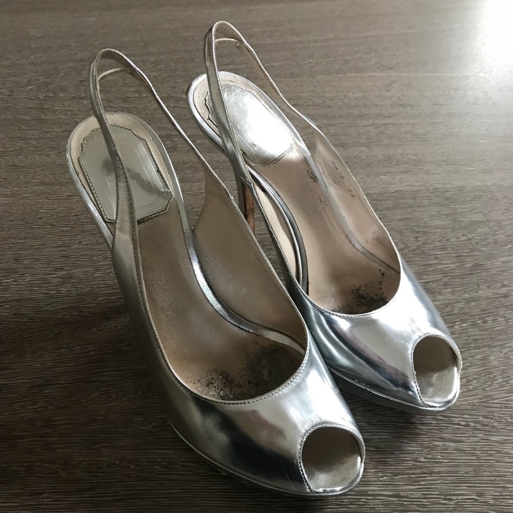 Christian Dior Silver open toe pump size 36 1/2