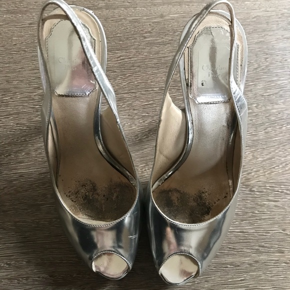 Christian Dior Silver open toe pump size 36 1/2 - Picture 2 of 6
