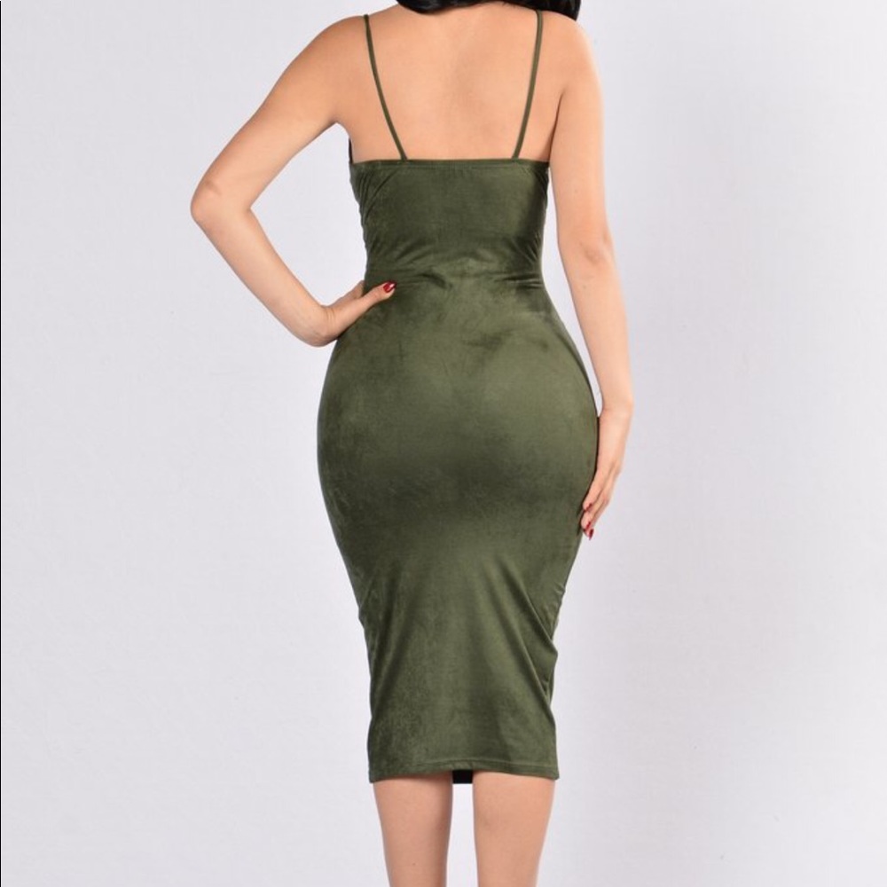 Fashion nova olive suede dress M - Picture 2 of 2
