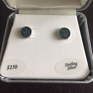 Macy’s Blue Diamond Sterling Silver Stud Earrings