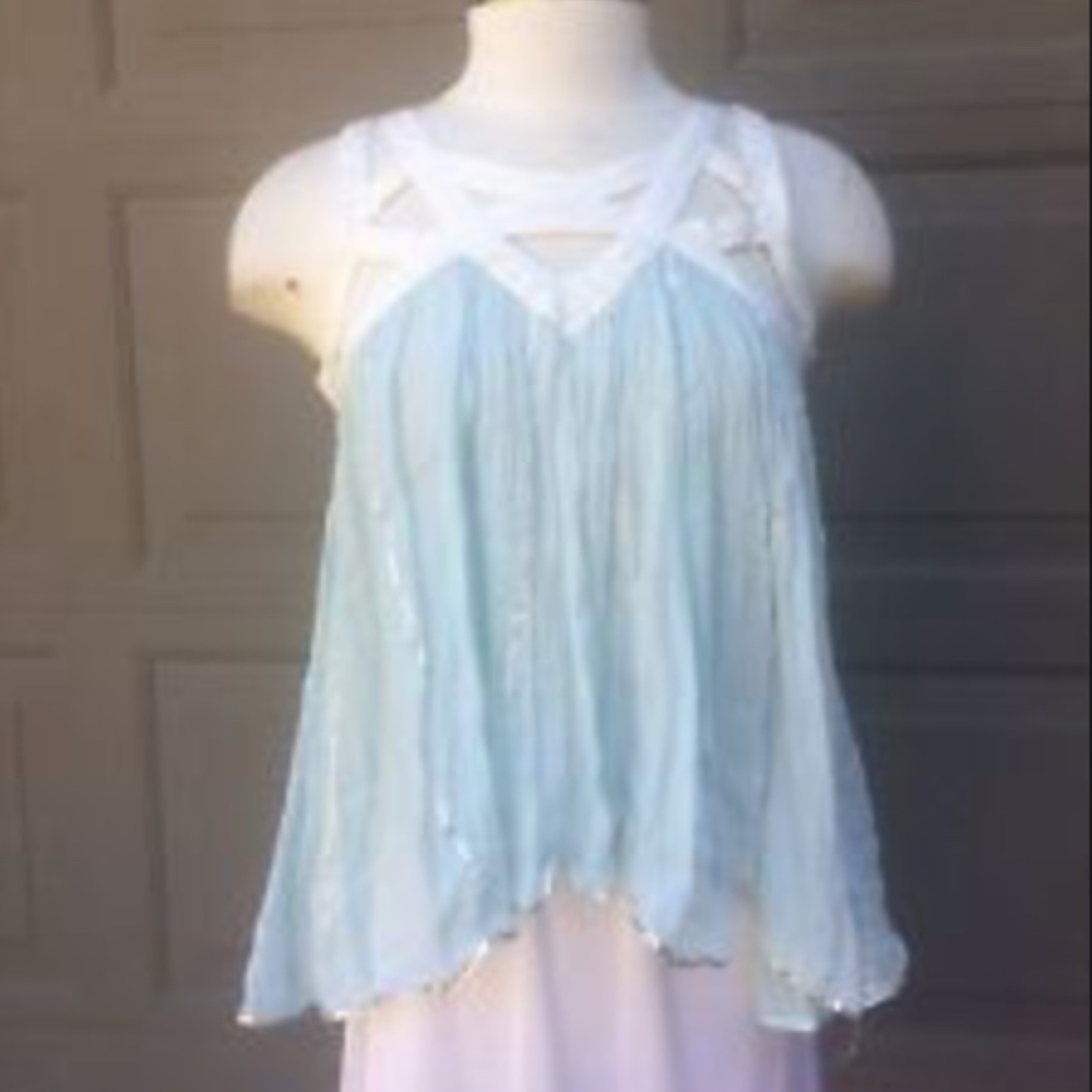 FREE PEOPLE FP One women's gauzy cage top size XS