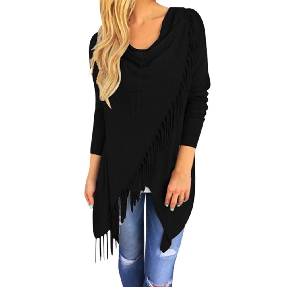 Casual front wrap tunic with tassels