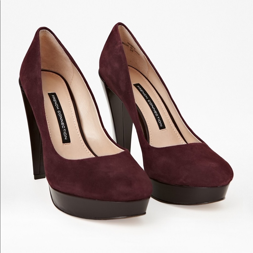 French Connection maroon suede pumps