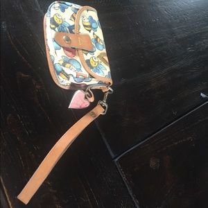 Dooney Burke bumble bee wristlet.