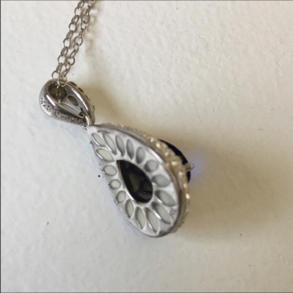 New Sapphire Sterling Silver Teardrop Necklace - Picture 5 of 8