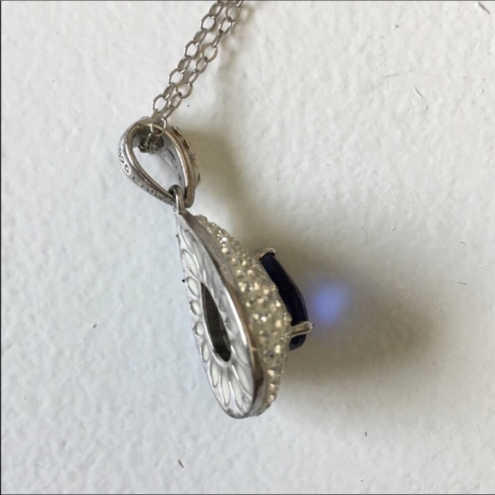 New Sapphire Sterling Silver Teardrop Necklace - Picture 7 of 8