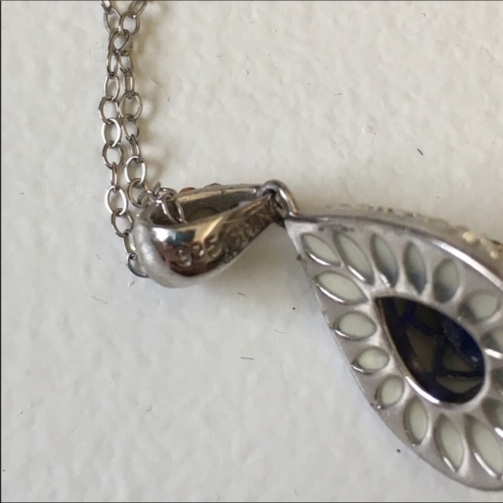 New Sapphire Sterling Silver Teardrop Necklace - Picture 8 of 8