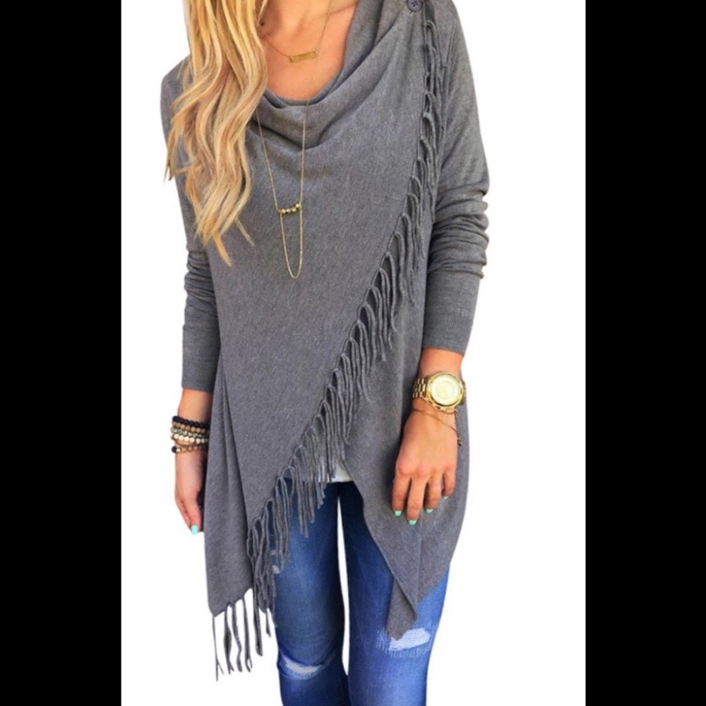 Front Wrap Fringed Tunic