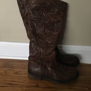 Brown distressed leather boots Size 39/ 8.5