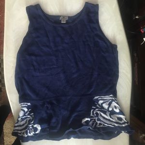 Worthington Navy Blue Peplum Top