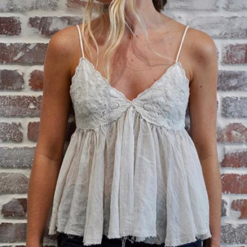 Free People embroidered babydoll top