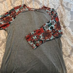 Lularoe Randy Grey body, paisley sleeve