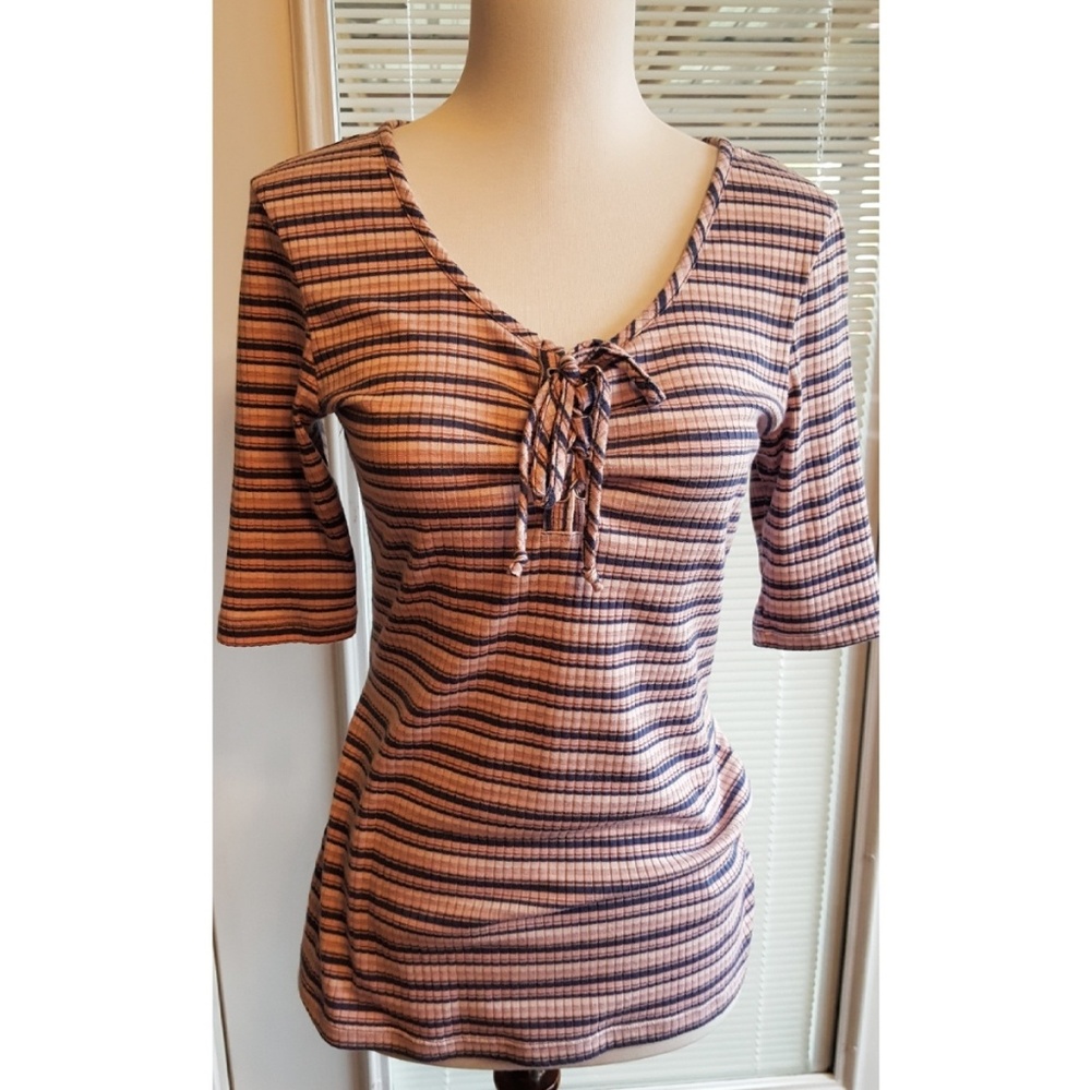 Striped Thermal Fitted Top