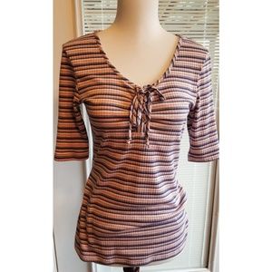 Striped Thermal Fitted Top