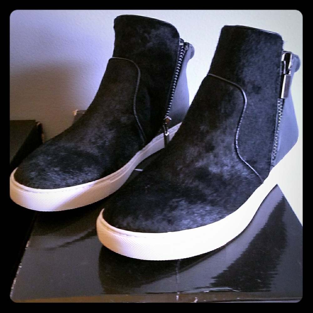 Womens Kenneth Cole calf fur sneakers