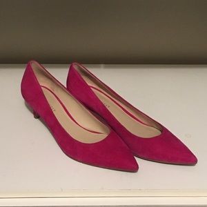 Hot Pink Suede Kitten Heels