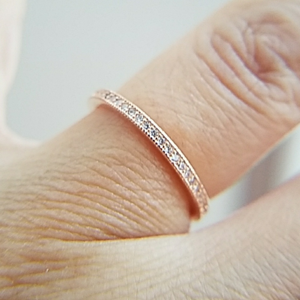 Rose Gold Eternity Wedding Band - Picture 1 of 8