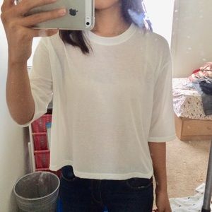 White Semi-Sheer Boxy Short Top, XS/S