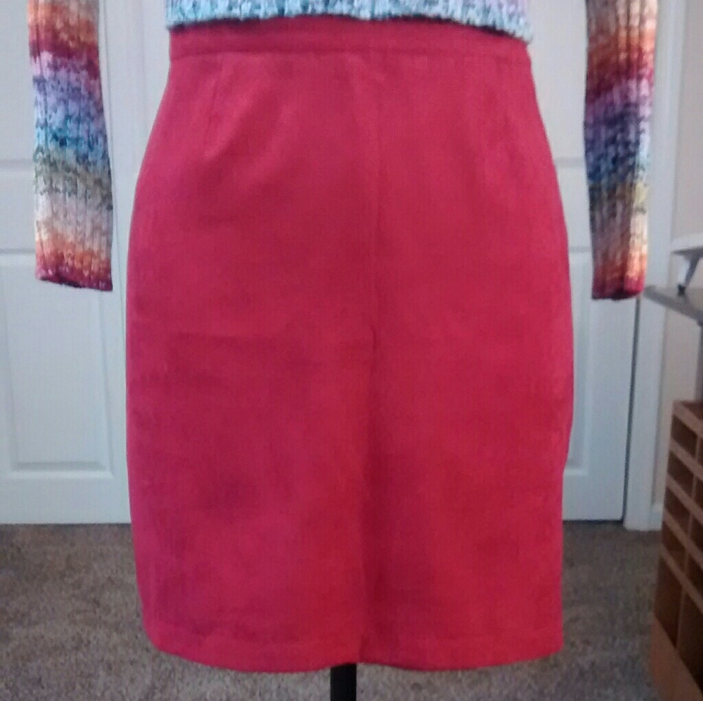 Red peachskin skirt size 12