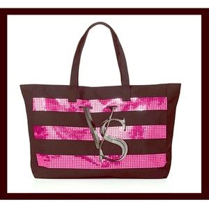 Victoria's Secret NEW black and pink large tote