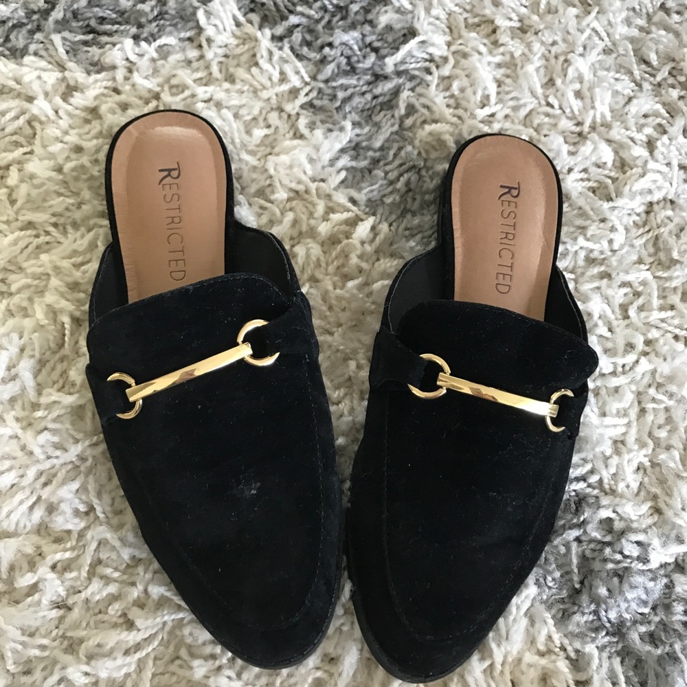 Brand new black flat mules! In box!