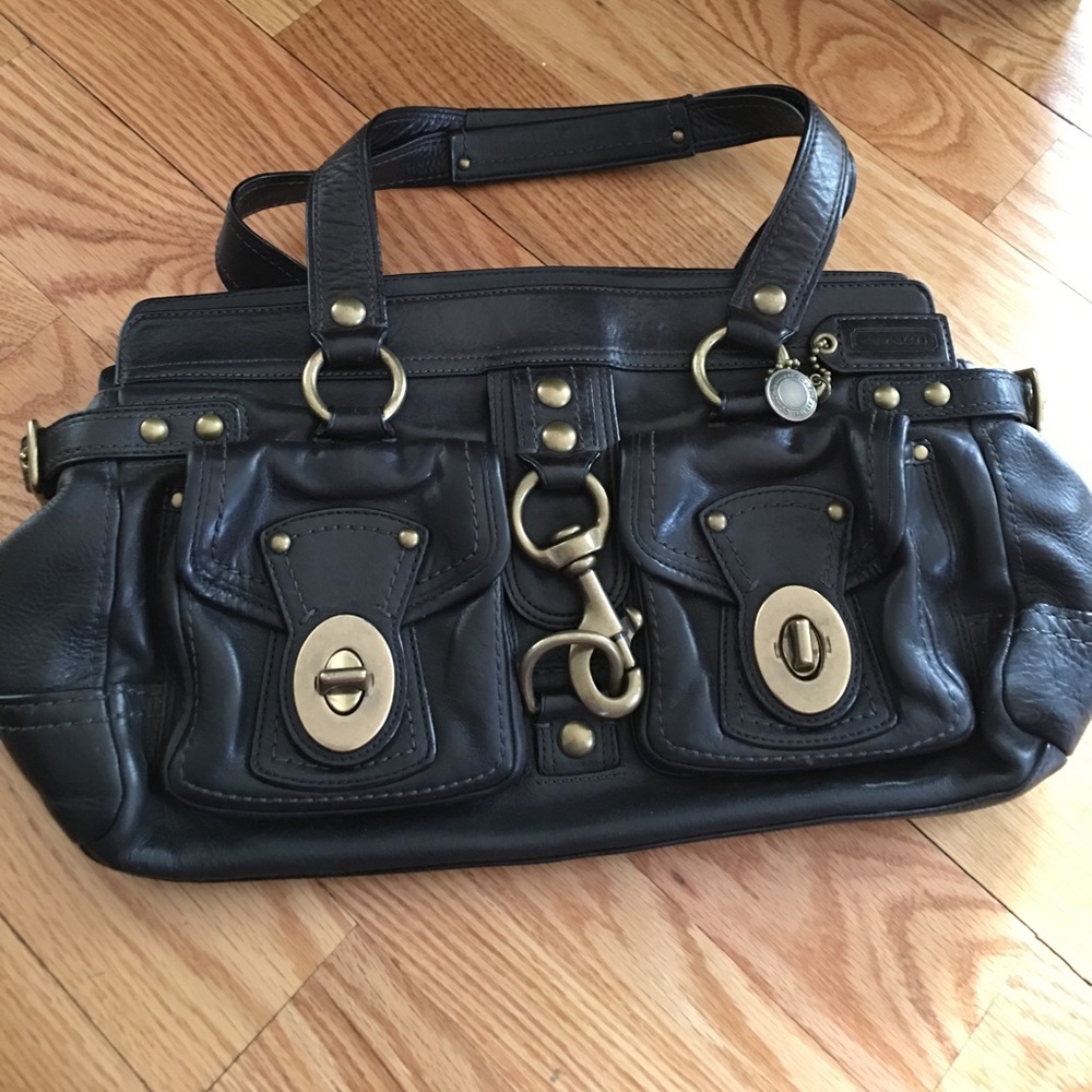 Leather Coach Bag....8in tall by 17 long