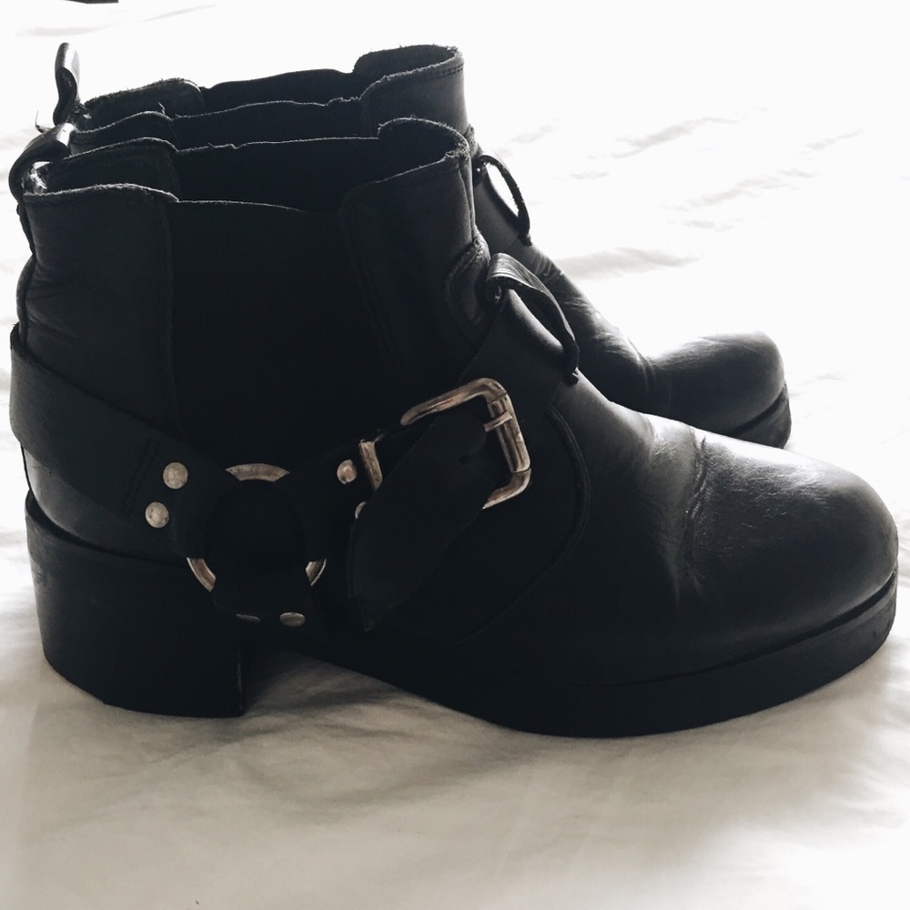 Black leather boots