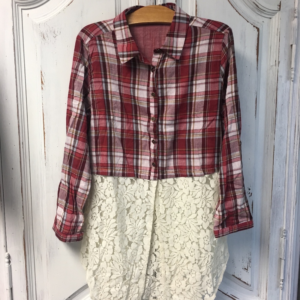 Button Down Flannel with Lace bottom