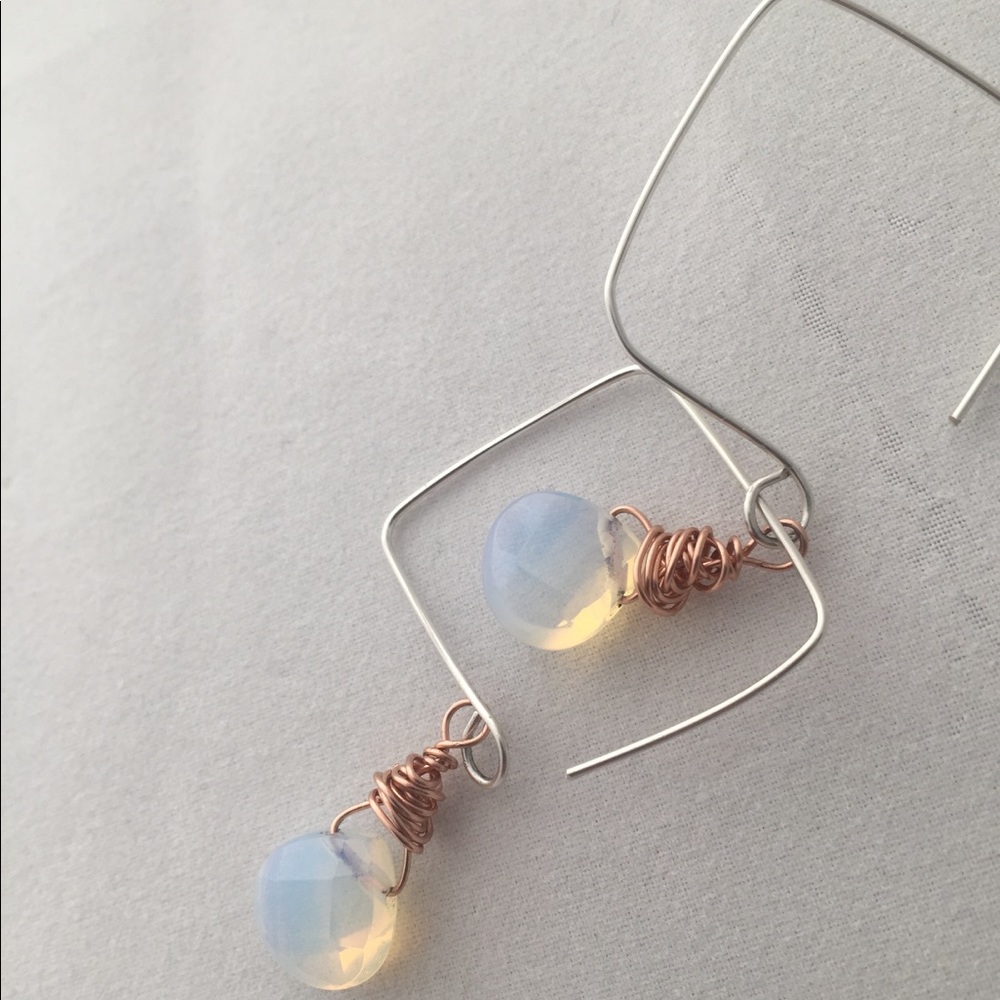 Moonstone Earrings with Sterling & Rose Gold fill