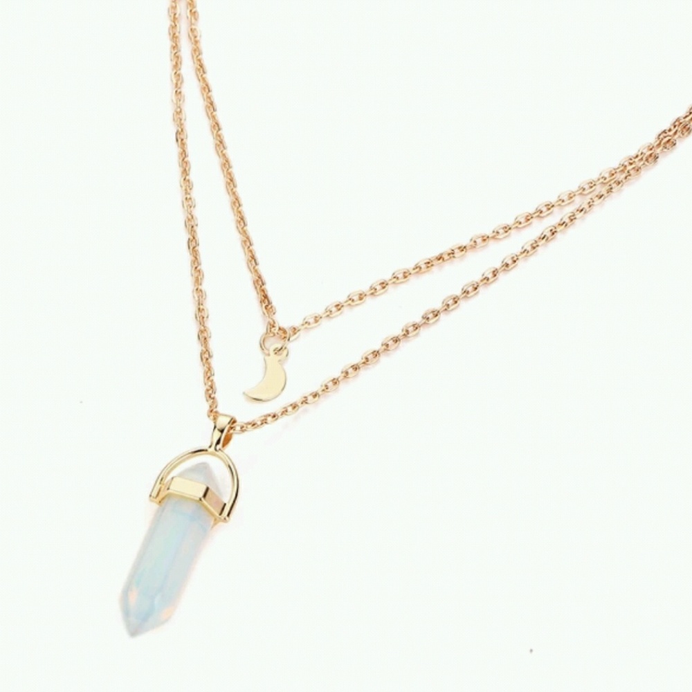 5 for $25 Moon and Clear Crystal Pendant Necklace - Picture 2 of 4