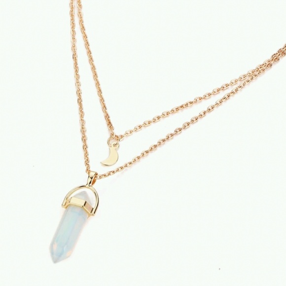 5 for $25 Moon and Clear Crystal Pendant Necklace - Picture 2 of 4