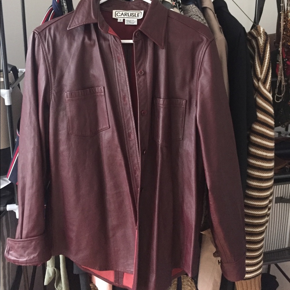 Calisle size 8 burgundy leather button down.