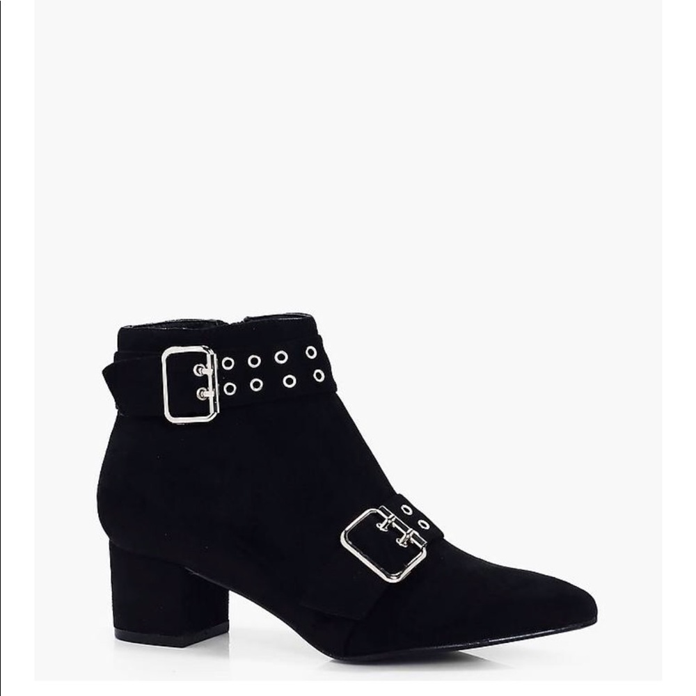 Suede Booties with silver buckles! Brand new