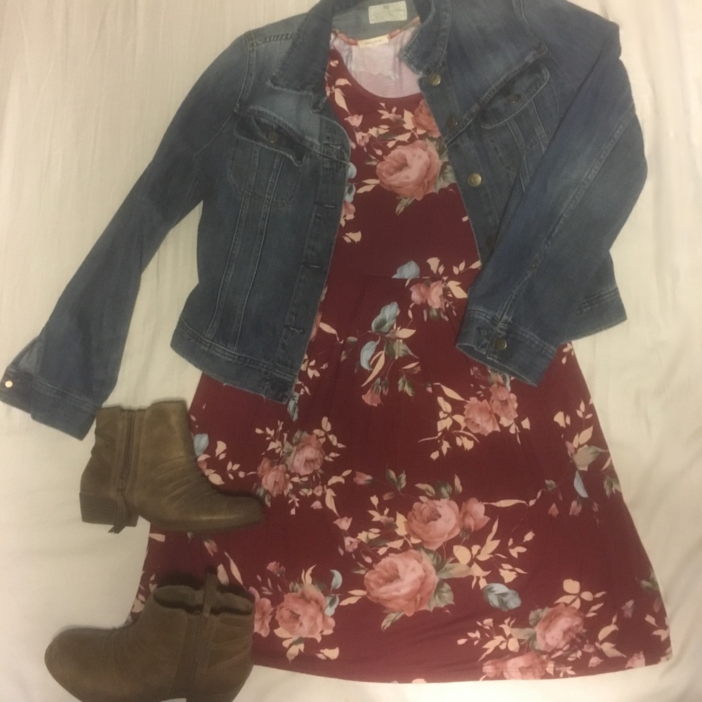 Burgundy floral dress