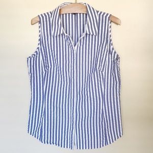Lafeyette 148 sleeveless Chambray striped blouse