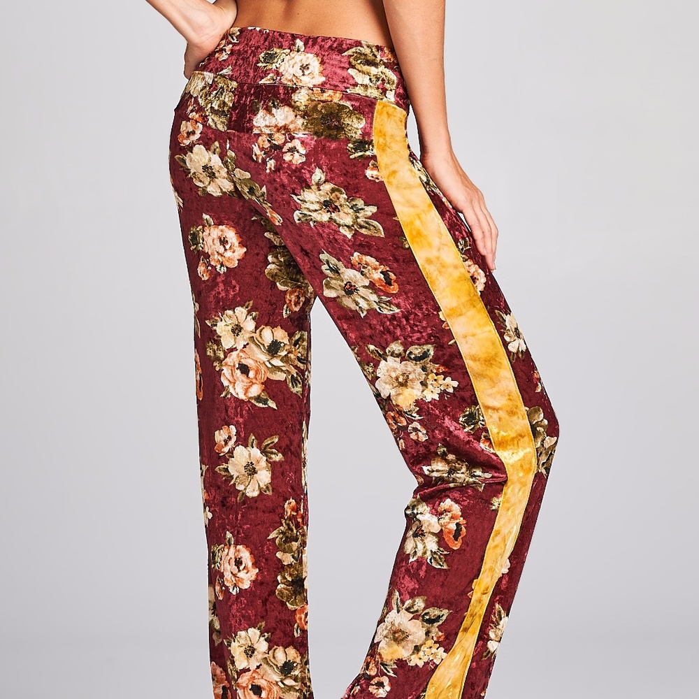 NEW Floral Velvet Drawstring Lounge Pants - Picture 4 of 8