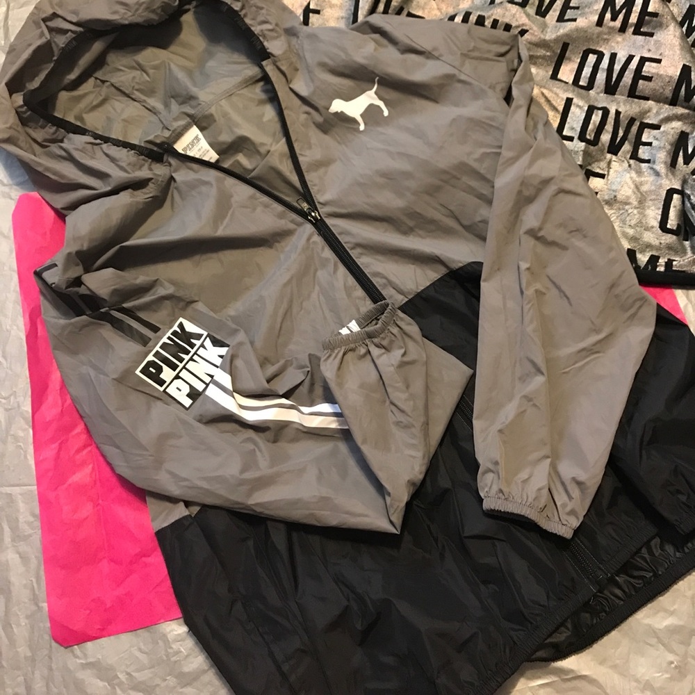 VS PINK geay Black wind breaker
