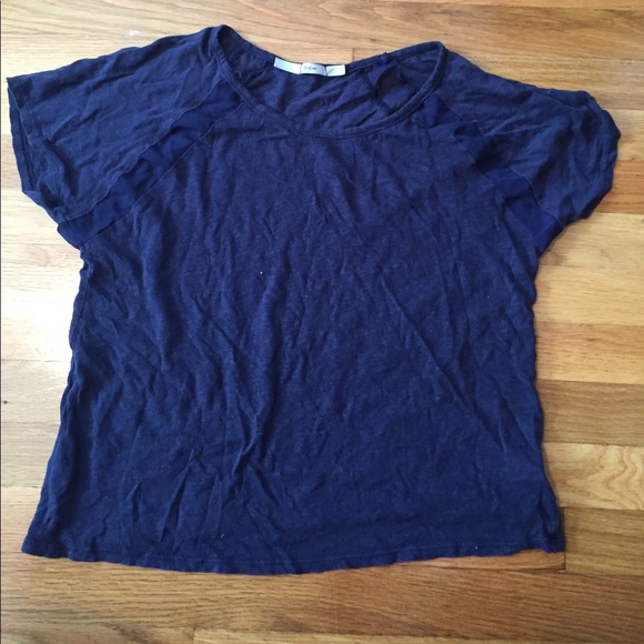 Navy tee with mesh details - Picture 1 of 2