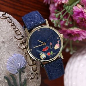Fun Denim Watch, Dark Blue Lipstick