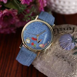 Fun Denim Wrist Watch Light Blue Lipstick
