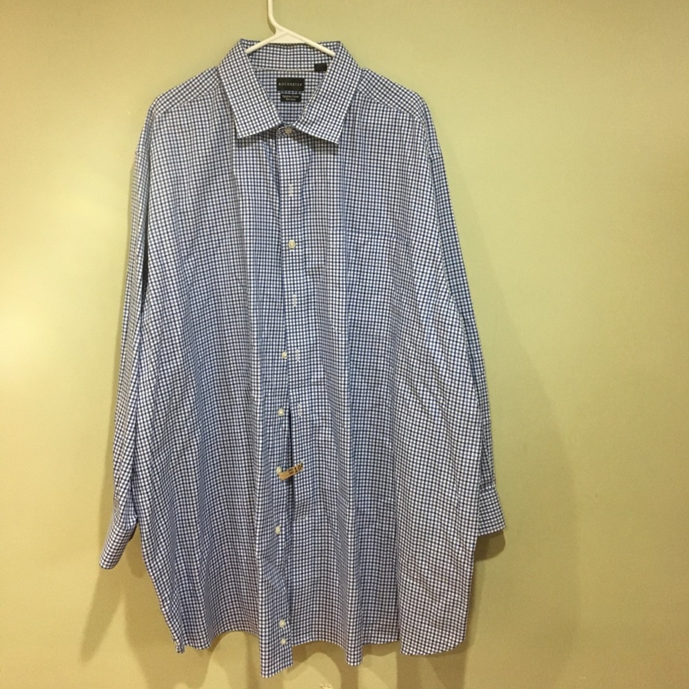Rochester men’s button down blue checked pattern